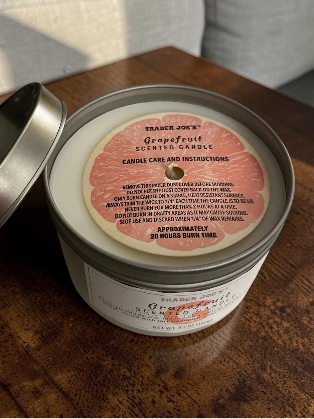 Trader Joe’s Grapefruit Scented Tin Candle - 5.7 oz